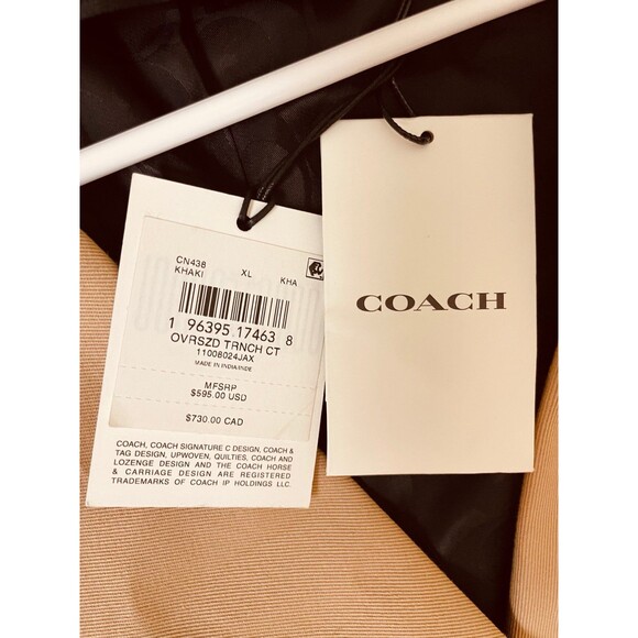 NWT XL Coach Oversized Trench Coat - Khaki - Buttons & Adjustable Belt - Picture 8 of 12
